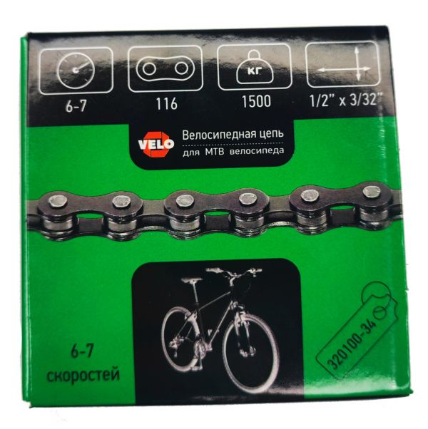 Цепь 1/2 X 3/32 116зв "VELO"6-7ск, с замком                                                                                                                                                                                                               