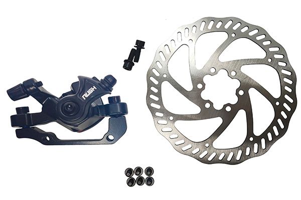Комплект дискового тормоза RUSH (RADIUS) (машинка+диск 160 mm+болты) 160/180mm (Прямоугольная колодка)                                                                                                                                                    