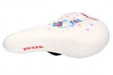 Седло ZEUS Z-3011 JUNIOR 210x145mm,рельсы сталь,белое с рисунком,340гр                                                                                                                                                                                    