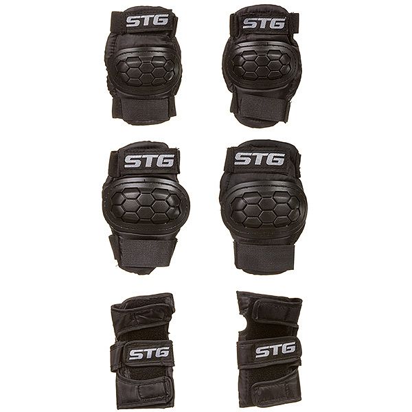 Защита детская STG YX-0303 комплект: наколенники, налокотник, защита кисти.черная, размер S                                                                                                                                                               