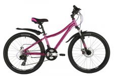 Велосипед NOVATRACK 24" KATRINA алюм.рама 10", розовый металлик, 21-скор, TY300/TS38/TZ21, диск.тор.                                                                                                                                                      