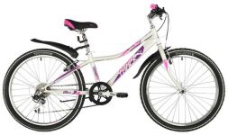 Велосипед NOVATRACK 24" ALICE белый,  стальная рама 10", 6 скор., Shimano TY21/Microshift TS38, V- b                                                                                                                                                      