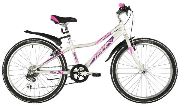 Велосипед NOVATRACK 24" ALICE белый,  стальная рама 10", 6 скор., Shimano TY21/Microshift TS38, V- b                                                                                                                                                      