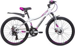 Велосипед NOVATRACK 24" KATRINA, алюм.рама 12" белый, 21-скор, TY300/TS38/TZ21, диск.тор.STG                                                                                                                                                              