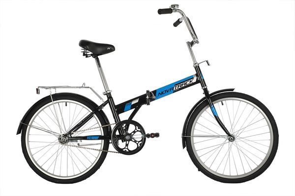 Велосипед NOVATRACK 24" складной, черный, тормоз ножной, багажник, крылья                                                                                                                                                                                 