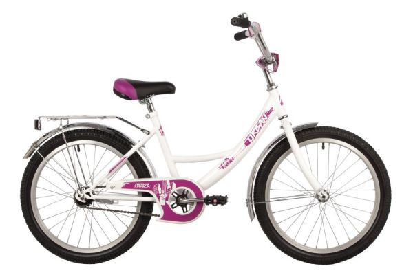 Велосипед NOVATRACK 20" URBAN белый, защ А-тип, тормоз нож, крылья и багаж хром, без доп колес                                                                                                                                                            
