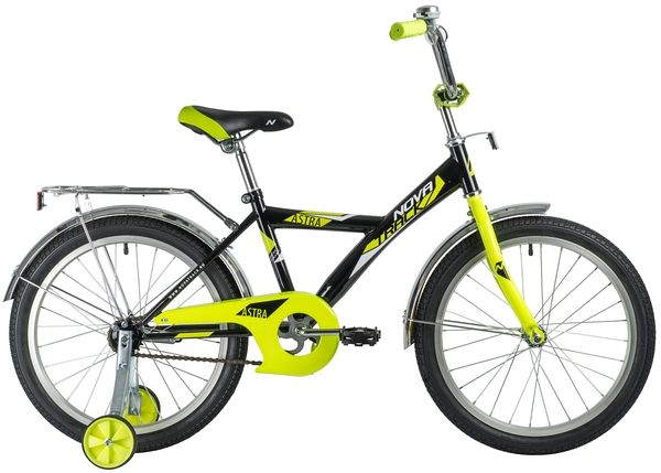 Велосипед NOVATRACK 20" ASTRA чёрный, тормоз нож, крылья и багажник хром, защита А-тип                                                                                                                                                                    