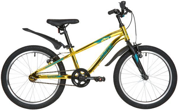 Велосипед NOVATRACK 20" PRIME алюм., золотой металлик, тормоз V-brake, короткие крылья                                                                                                                                                                    