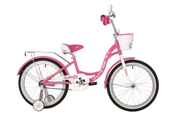 Велосипед NOVATRACK 20", BUTTERFLY, розовый, тормоз ножной, крылья и багажник                                                                                                                                                                             