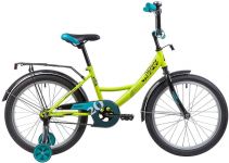 Велосипед NOVATRACK 20", VECTOR, лаймовый, защита А-тип, тормоз нож., крылья и багажник чёрн.                                                                                                                                                             