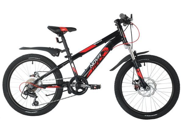Велосипед NOVATRACK 20" POINTER черный,  стальная рама, 6 скор., Shimano TY21/Microshift TS38, диско                                                                                                                                                      
