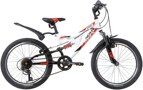Велосипед NOVATRACK 20" SHARK белый, сталь, 6-скор, Microshift/Power, V-brake                                                                                                                                                                             