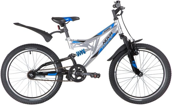 Велосипед NOVATRACK 20" SHARK, серебристый, сталь, 1 скор., V-brake                                                                                                                                                                                       