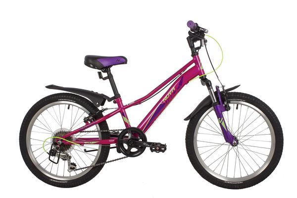 Велосипед NOVATRACK 20" VALIANT сталь, фуксия, 6-скор, TY21/TS38/SG-6SI, V-brake, короткие крылья                                                                                                                                                         