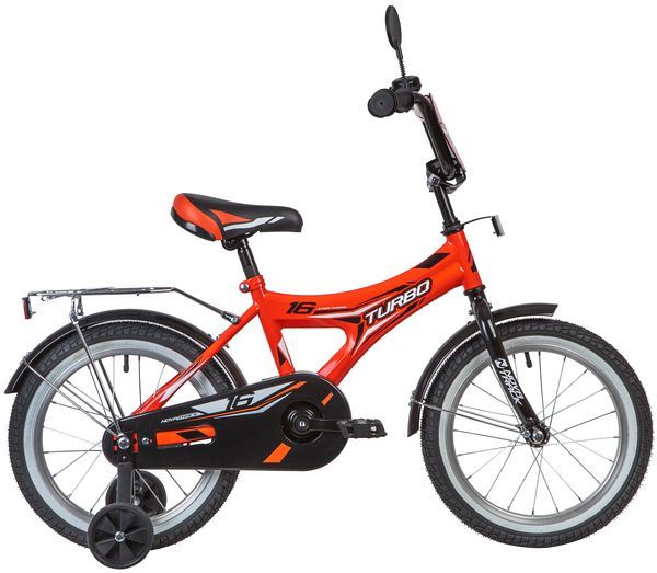 Велосипед NOVATRACK 16" TURBO красный, тормоз нож, крылья, багажник хром, полная защ.цепи                                                                                                                                                                 