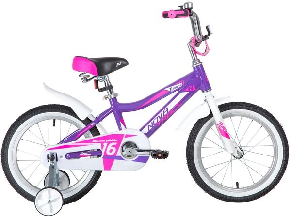 Велосипед NOVATRACK 16" NOVARA, лиловый, алюм. рама, тормоз нож, короткие крылья, нет багажника                                                                                                                                                           