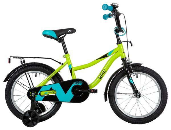 Велосипед NOVATRACK 16" WIND зеленый, полная защита цепи, пер.ручн, зад нож тормоз., крылья, багажни                                                                                                                                                      