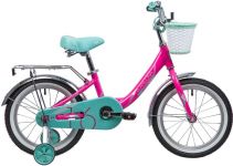 Велосипед NOVATRACK 16", ANCONA, розовый, тормоз нож.передняя корзина,,крылья и багаж. хромир.                                                                                                                                                            