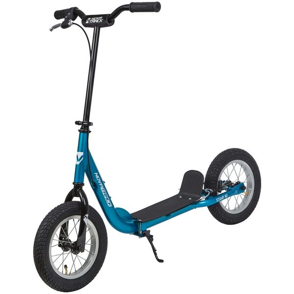 Самокат для детей Novatrack STAMP N2, ручной тормоз V-brake, мягкая накладка на руле, синий                                                                                                                                                               